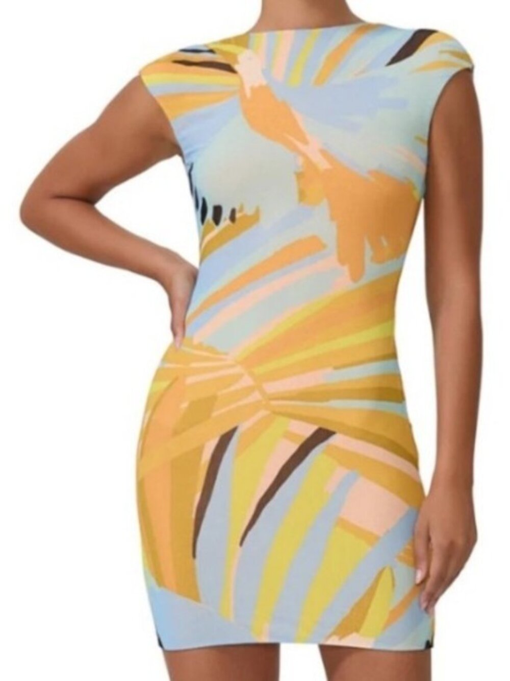 AFRM Mabel Cap Sleeve Open Back Minidress  - M - NWT - BIRD OF PARADISE